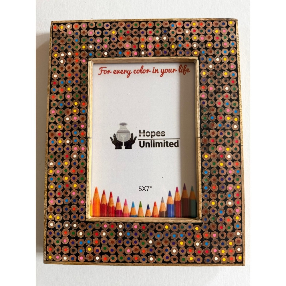 New Recycled Colored Pencils Picture Frame 5x7 Picture Opening Art Decor